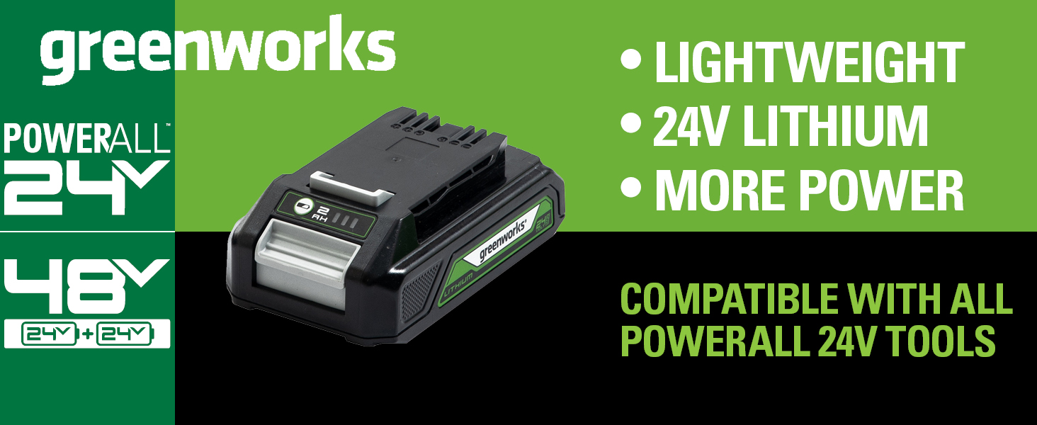 greenworks lightweight more power 24v lithium compatible with all powerall 24v tools